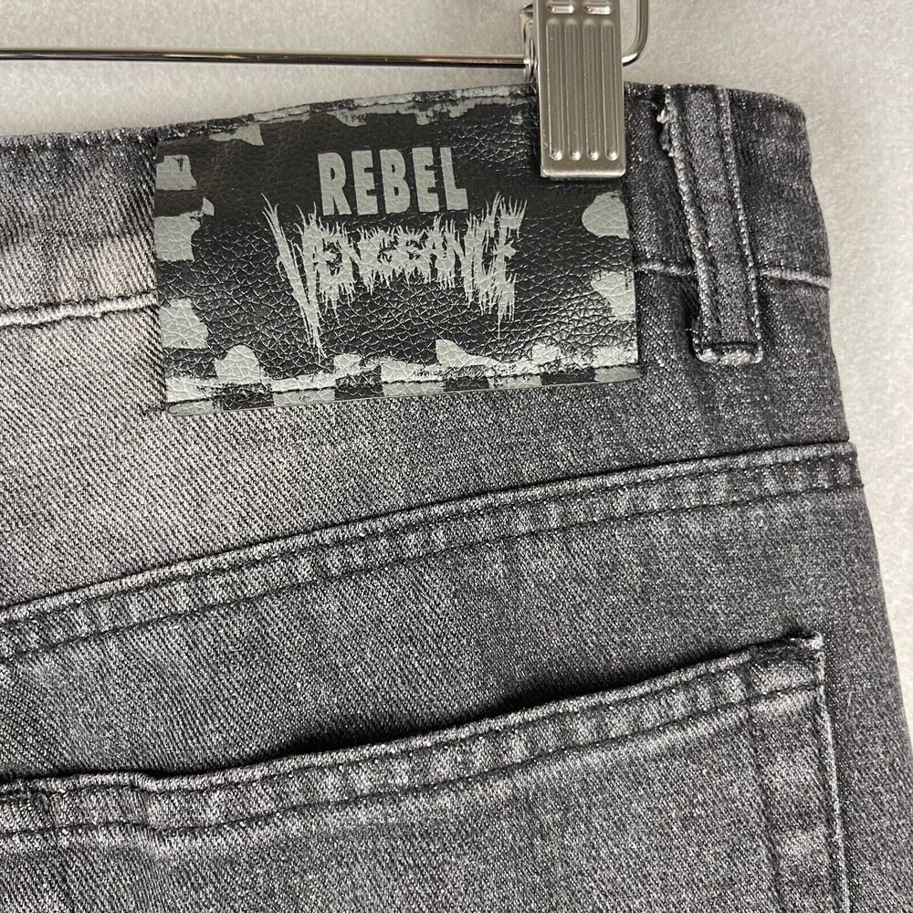 Vintage Rebel Vengeance Distressed Jean Mens 32x32 Black Rock Goth Grunge READ - Picture 10 of 16